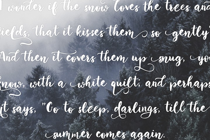 Beispiel einer Winter story Regular-Schriftart